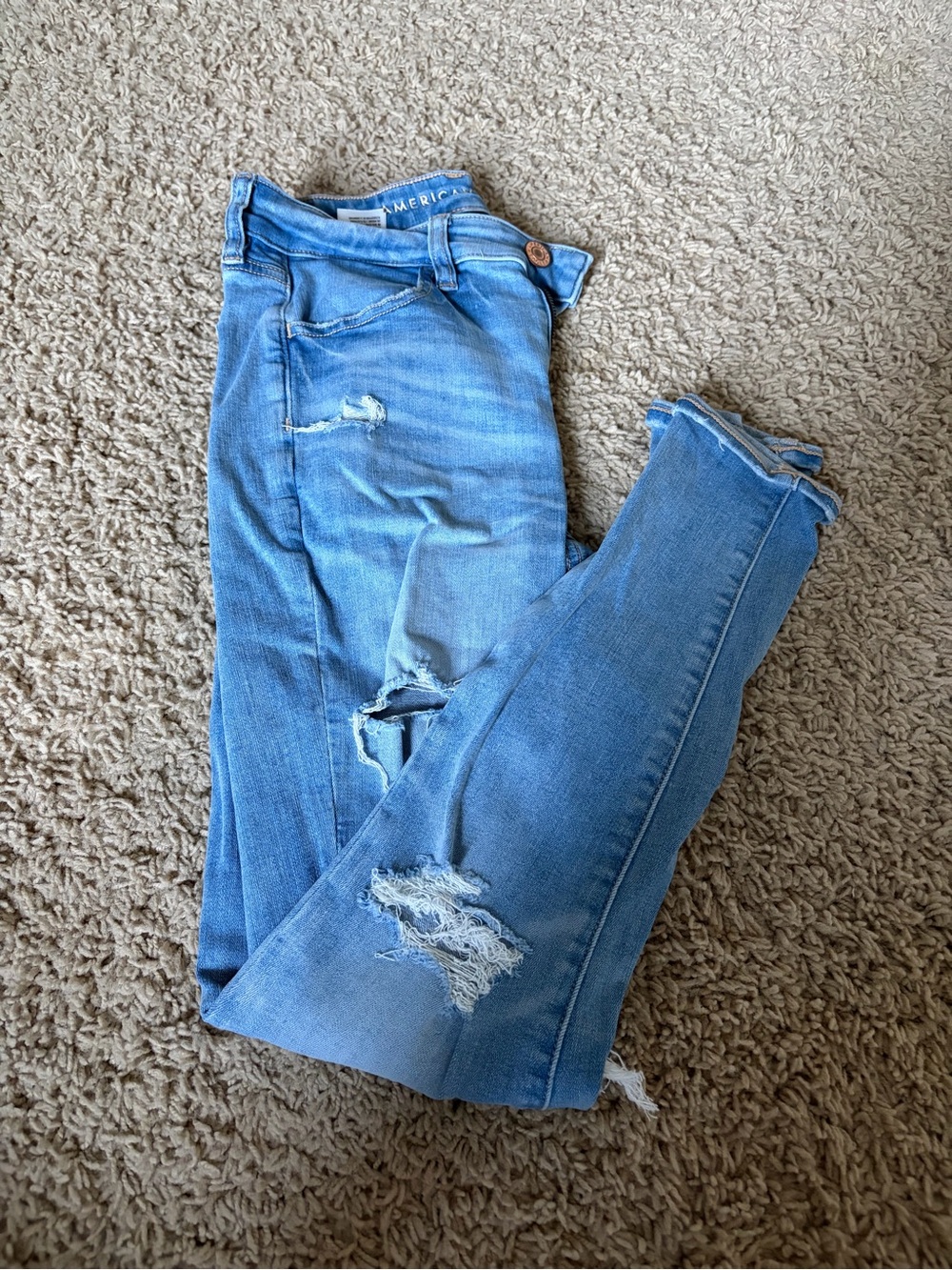 American Eagle Outfitters Light Blue Ripped Skinny Jeans